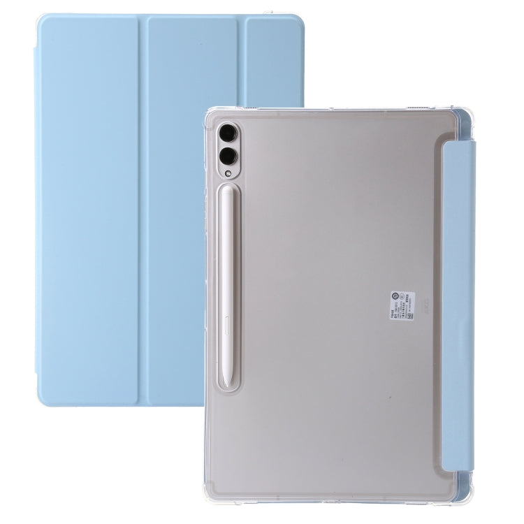 For Samsung Galaxy Tab S9 Ultra/S8 Ultra 3-Fold Clear Acrylic Leather Tablet Case(Ice Blue) - Galaxy Tab S9 Ultra Cases by PMC TechLife | Online Shopping South Africa | PMC TechLife