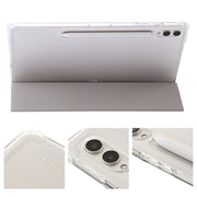 For Samsung Galaxy Tab S9 Ultra/S8 Ultra 3-Fold Clear Acrylic Leather Tablet Case(Grey)