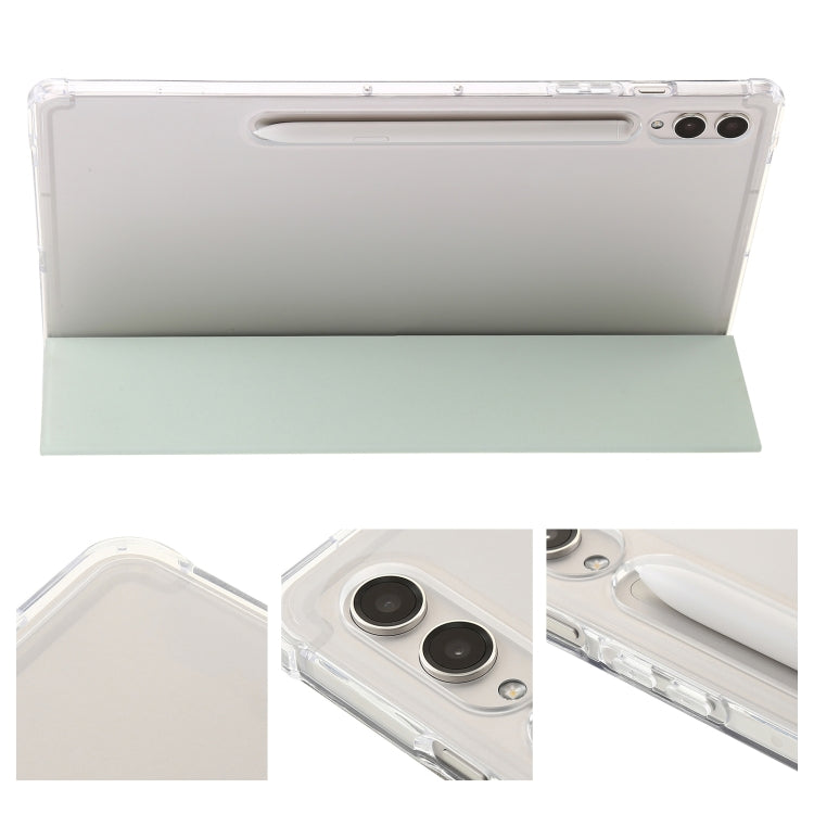 For Samsung Galaxy Tab S10 Ultra 3-Fold Clear Acrylic Leather Tablet Case(Green)