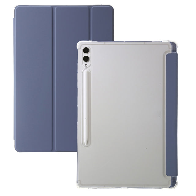 For Samsung Galaxy Tab S10 Ultra 3-Fold Clear Acrylic Leather Tablet Case(Lavender)