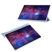 For Samsung Galaxy Tab S10 Ultra 3-Fold Clear Acrylic Leather Tablet Case(Ice Blue)