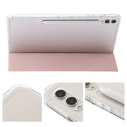 For Samsung Galaxy Tab S10 Ultra 3-Fold Clear Acrylic Leather Tablet Case(Pink)