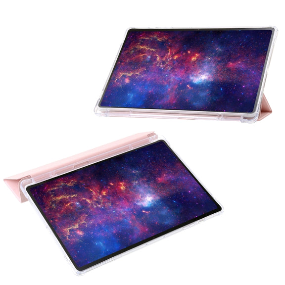 For Samsung Galaxy Tab S10 Ultra 3-Fold Clear Acrylic Leather Tablet Case(Pink)