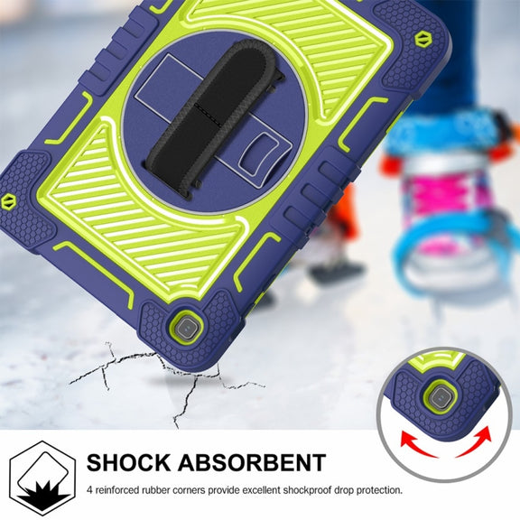 For Honor Pad X8 360 Degree Rotation PC Contrast Silicone Tablet Case(Navy Blue + Yellow Green)