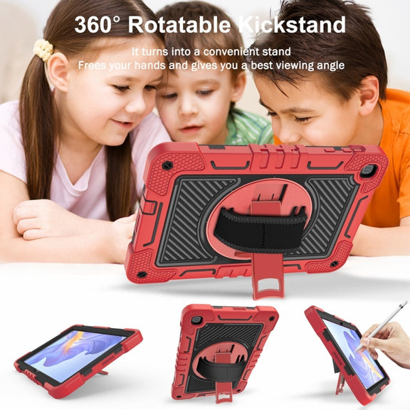 For Honor Pad X8 360 Degree Rotation PC Contrast Silicone Tablet Case(Red + Black)