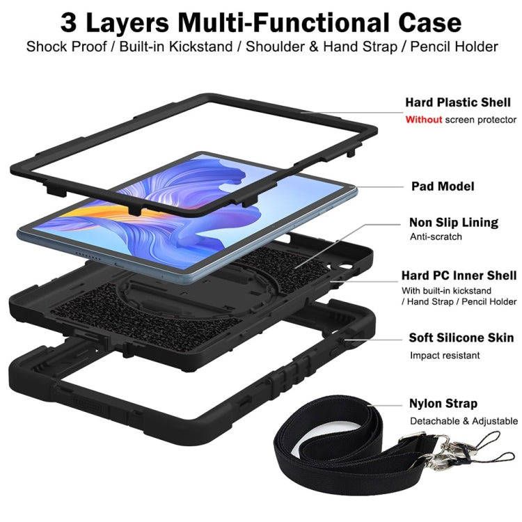 For Honor Pad X8 360 Degree Rotation PC Contrast Silicone Tablet Case(Black) - Honor by PMC TechLife | Online Shopping South Africa | PMC TechLife | Buy Now Pay Later Mobicred