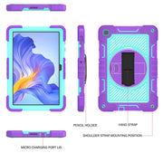 For Honor Pad X8 360 Degree Rotation PC Contrast Silicone Tablet Case(Purple + Mint Green)