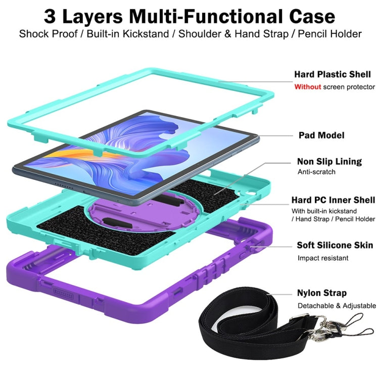 For Honor Pad X8 360 Degree Rotation PC Contrast Silicone Tablet Case(Purple + Mint Green) - Honor by PMC TechLife | Online Shopping South Africa | PMC TechLife | Buy Now Pay Later Mobicred