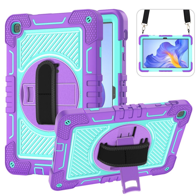 For Honor Pad X8 360 Degree Rotation PC Contrast Silicone Tablet Case(Purple + Mint Green) - Honor by PMC TechLife | Online Shopping South Africa | PMC TechLife | Buy Now Pay Later Mobicred