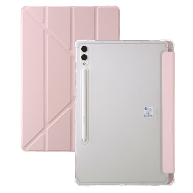 For Samsung Galaxy Tab S10+ / S9+ Clear Acrylic Deformation Leather Tablet Case(Pink)