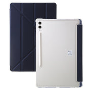 For Samsung Galaxy Tab S10+ / S9+ Clear Acrylic Deformation Leather Tablet Case(Dark Blue)
