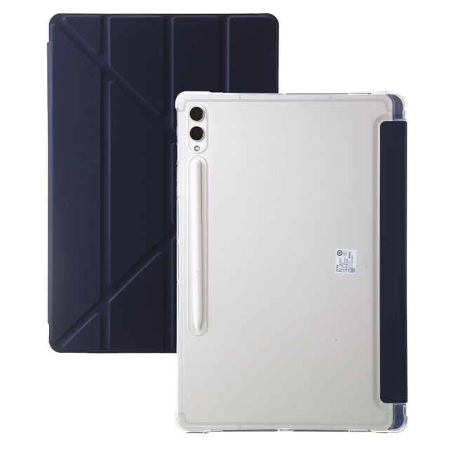 For Samsung Galaxy Tab S10+ / S9+ Clear Acrylic Deformation Leather Tablet Case(Dark Blue)
