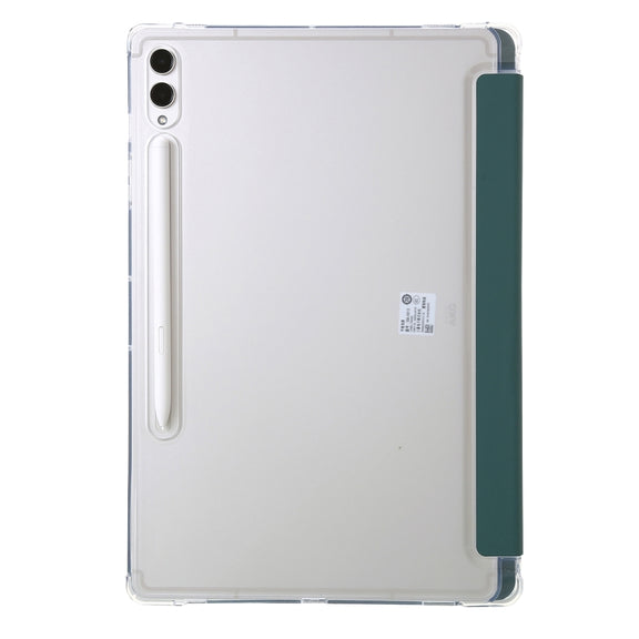 For Samsung Galaxy Tab S10+ / S9+ Clear Acrylic Deformation Leather Tablet Case(Deep Green)