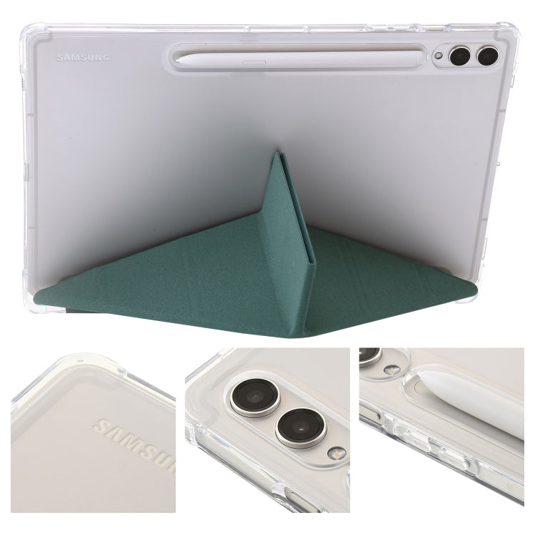 For Samsung Galaxy Tab S10+ / S9+ Clear Acrylic Deformation Leather Tablet Case(Deep Green)