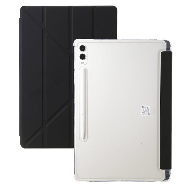 For Samsung Galaxy Tab S10+ / S9+ Clear Acrylic Deformation Leather Tablet Case(Black)