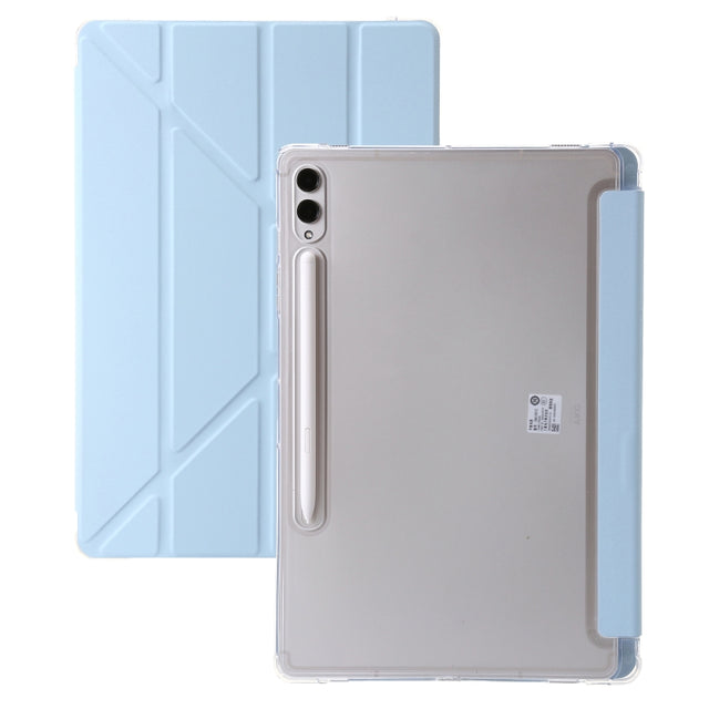 For Samsung Galaxy Tab S9 FE Clear Acrylic Deformation Leather Tablet Case(Ice Blue)