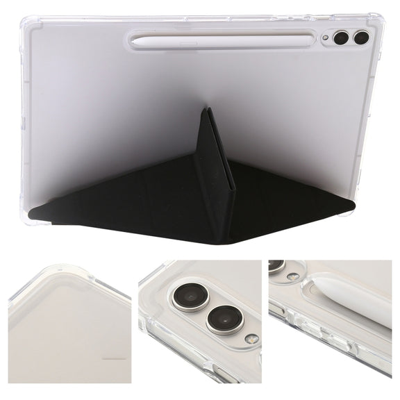 For Samsung Galaxy Tab S9 FE Clear Acrylic Deformation Leather Tablet Case(Black)