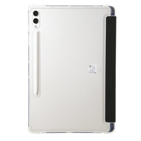 For Samsung Galaxy Tab S9 FE+ Clear Acrylic Deformation Leather Tablet Case(Black)