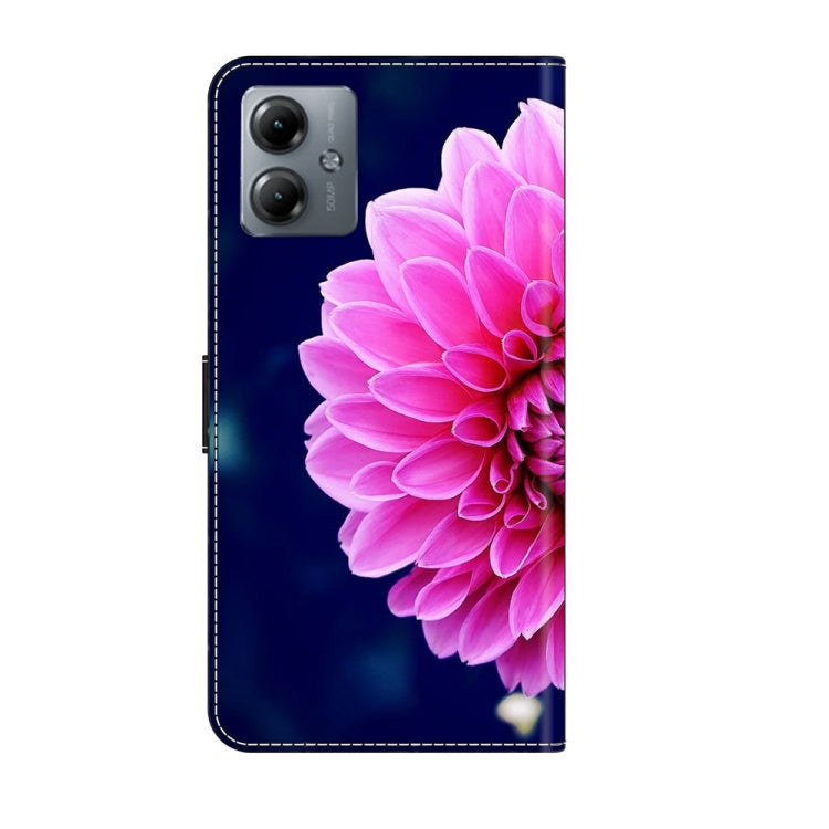 For Motorola Moto G14 Crystal 3D Shockproof Protective Leather Phone Case(Pink Petals) - Motorola Cases by PMC TechLife | Online Shopping South Africa | PMC TechLife | Buy Now Pay Later Mobicred