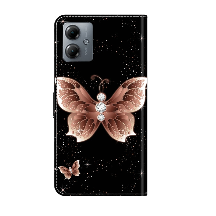 For Motorola Moto G14 Crystal 3D Shockproof Protective Leather Phone Case(Pink Diamond Butterfly) - Motorola Cases by PMC TechLife | Online Shopping South Africa | PMC TechLife | Buy Now Pay Later Mobicred