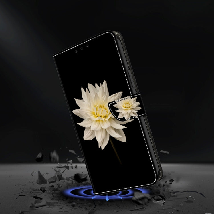 For Motorola Moto G14 Crystal 3D Shockproof Protective Leather Phone Case(White Flower)
