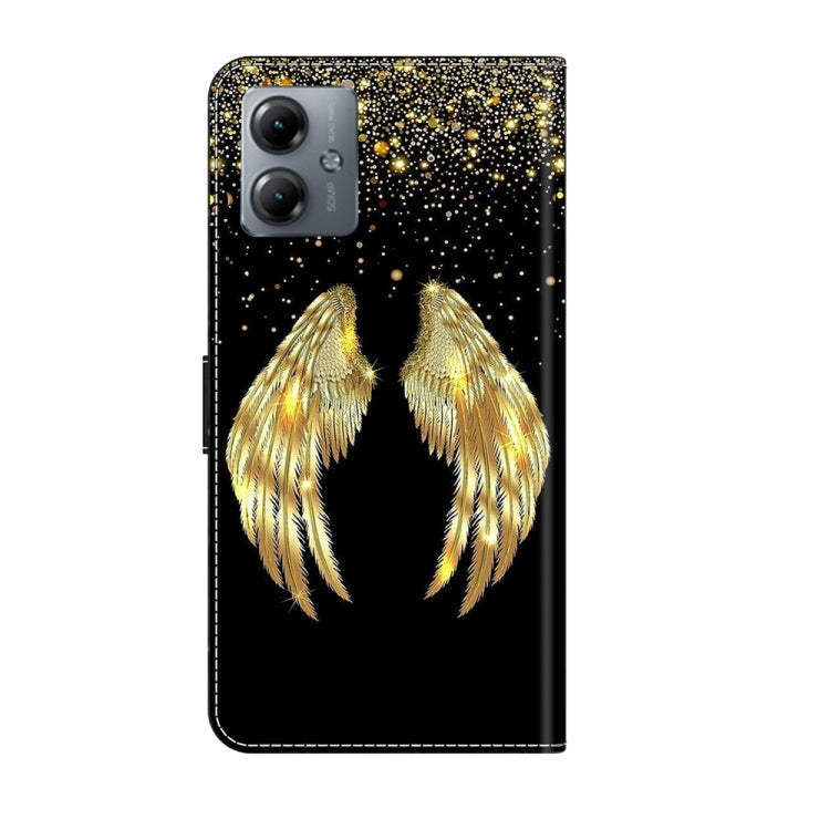 For Motorola Moto G14 Crystal 3D Shockproof Protective Leather Phone Case(Golden Wings) - Motorola Cases by PMC TechLife | Online Shopping South Africa | PMC TechLife | Buy Now Pay Later Mobicred