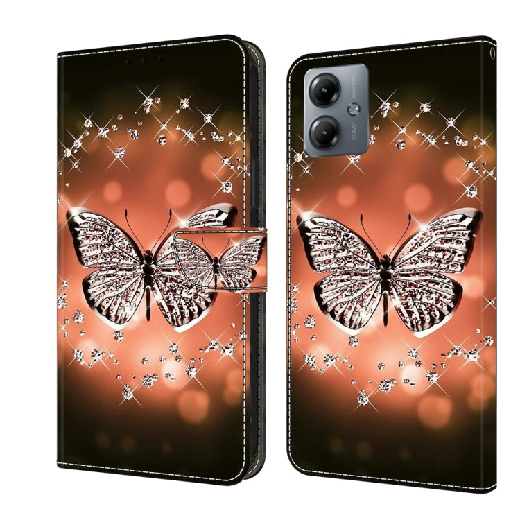 For Motorola Moto G14 Crystal 3D Shockproof Protective Leather Phone Case(Crystal Butterfly) - Motorola Cases by PMC TechLife | Online Shopping South Africa | PMC TechLife | Buy Now Pay Later Mobicred