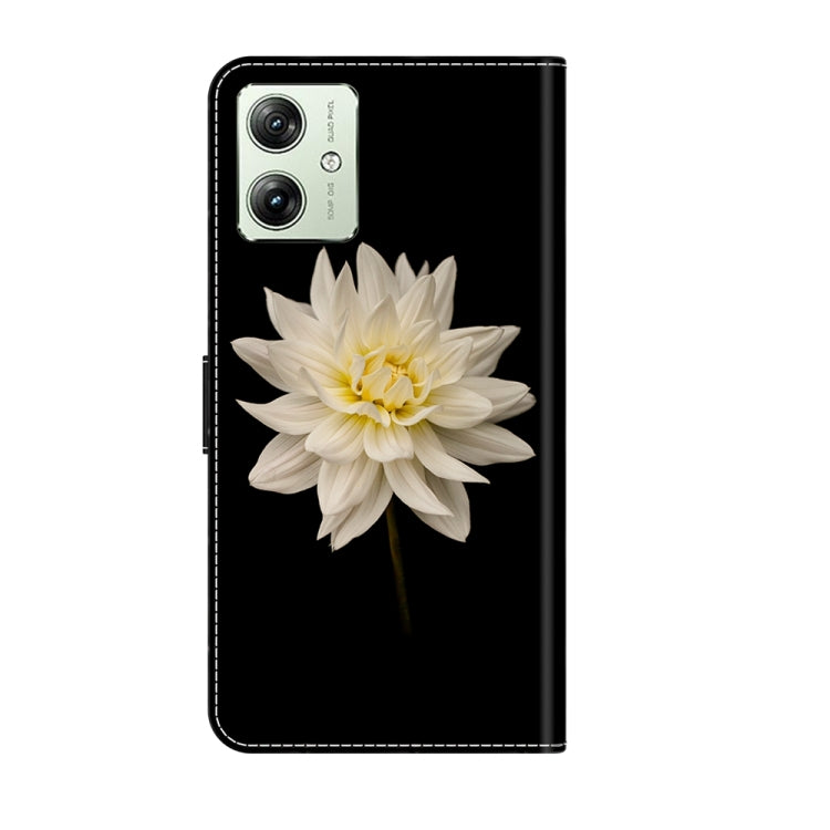 For Motorola Moto G54 Crystal 3D Shockproof Protective Leather Phone Case(White Flower) - Motorola Cases by PMC TechLife | Online Shopping South Africa | PMC TechLife | Buy Now Pay Later Mobicred