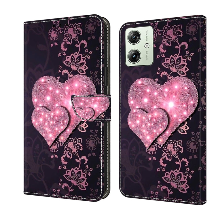 For Motorola Moto G54 Crystal 3D Shockproof Protective Leather Phone Case(Lace Love) - Motorola Cases by PMC TechLife | Online Shopping South Africa | PMC TechLife | Buy Now Pay Later Mobicred
