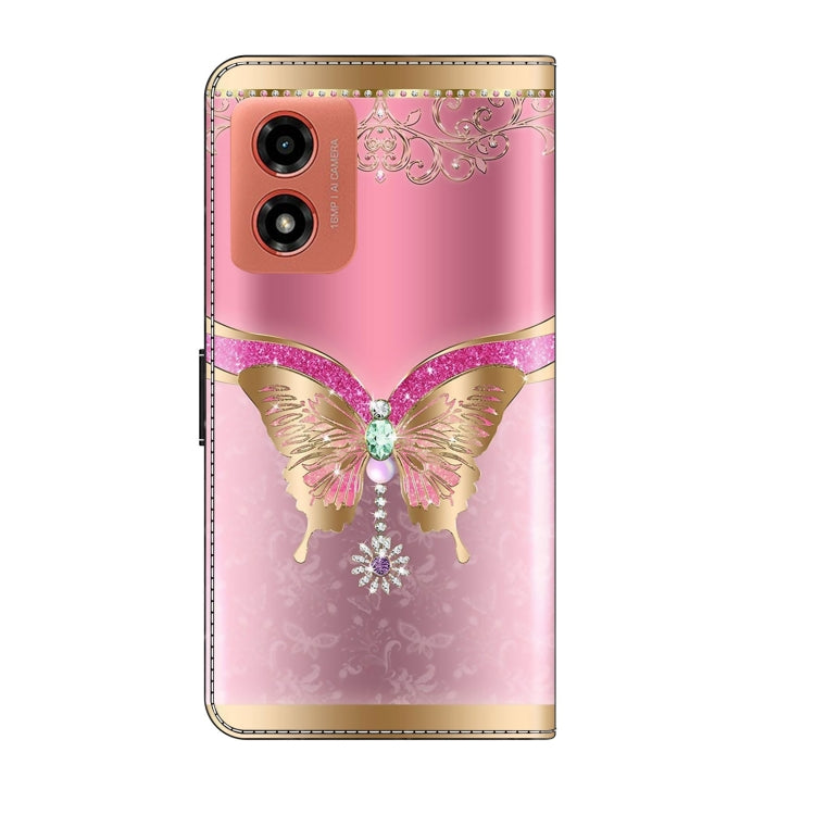 For Motorola Moto G Play 2024 Crystal 3D Shockproof Protective Leather Phone Case(Pink Bottom Butterfly) - Motorola Cases by PMC TechLife | Online Shopping South Africa | PMC TechLife | Buy Now Pay Later Mobicred