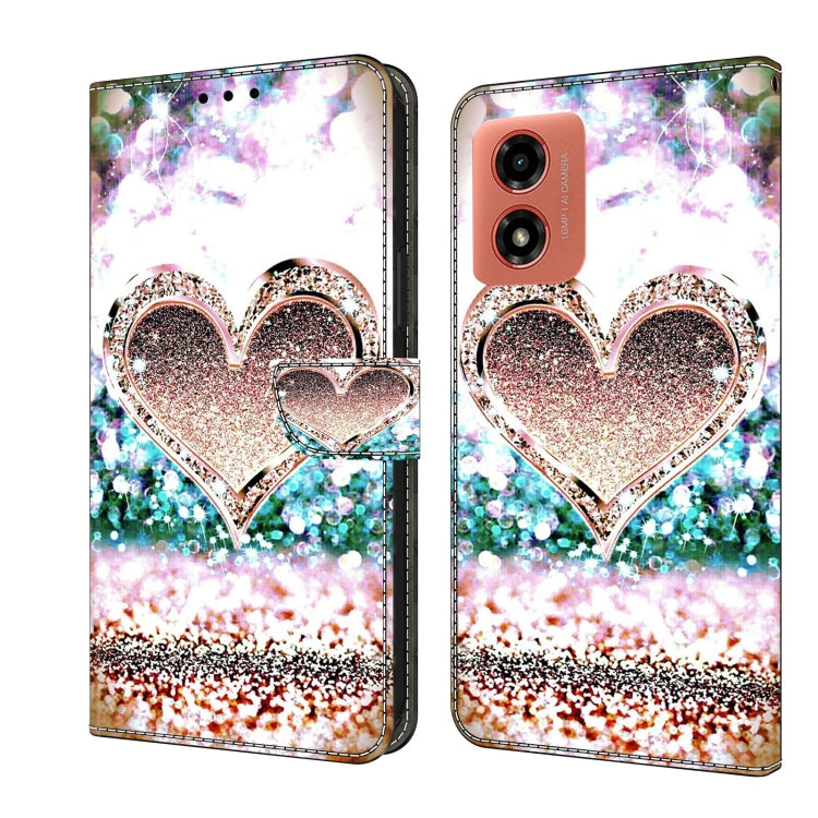 For Motorola Moto G Play 2024 Crystal 3D Shockproof Protective Leather Phone Case(Pink Diamond Heart) - Motorola Cases by PMC TechLife | Online Shopping South Africa | PMC TechLife | Buy Now Pay Later Mobicred