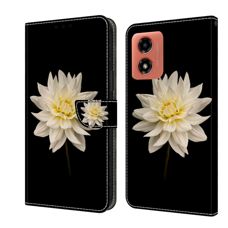 For Motorola Moto G Play 2024 Crystal 3D Shockproof Protective Leather Phone Case(White Flower) - Motorola Cases by PMC TechLife | Online Shopping South Africa | PMC TechLife | Buy Now Pay Later Mobicred