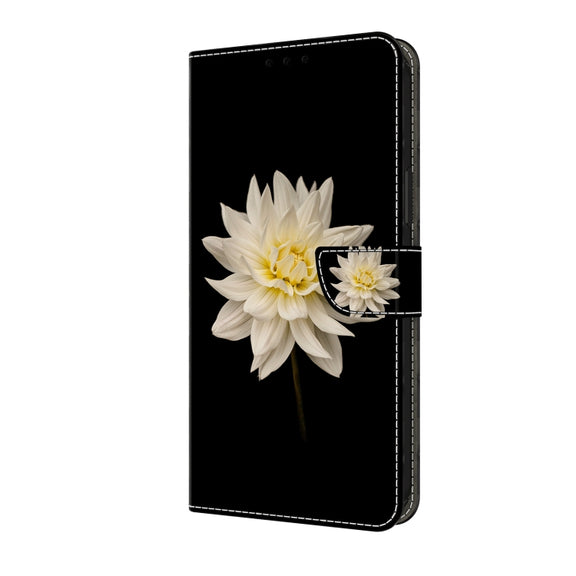 For Motorola Moto G Play 2024 Crystal 3D Shockproof Protective Leather Phone Case(White Flower)