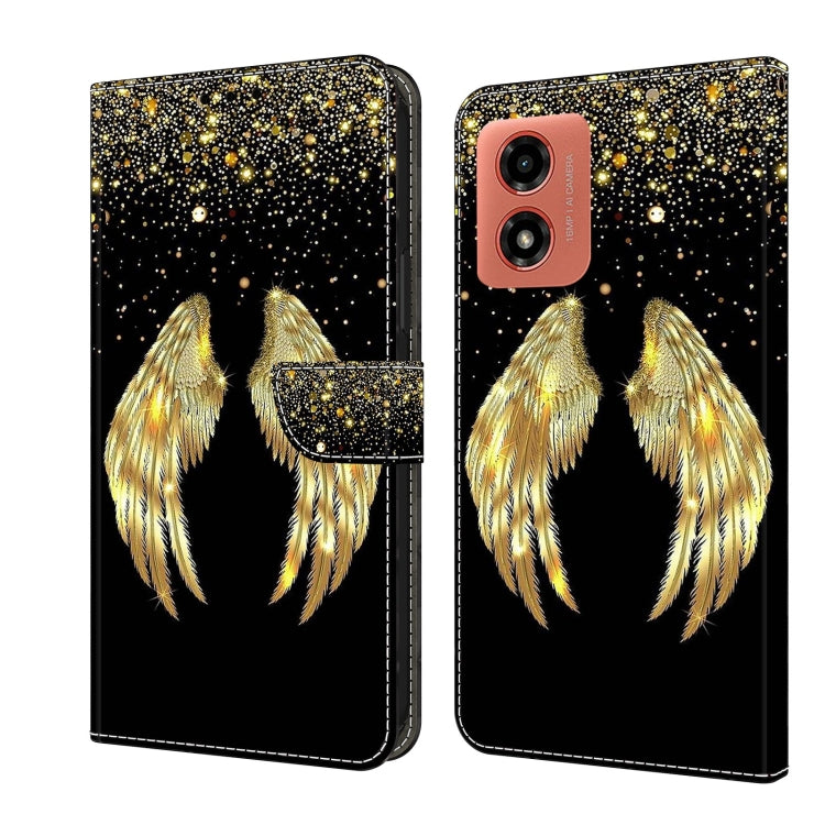 For Motorola Moto G Play 2024 Crystal 3D Shockproof Protective Leather Phone Case(Golden Wings) - Motorola Cases by PMC TechLife | Online Shopping South Africa | PMC TechLife | Buy Now Pay Later Mobicred
