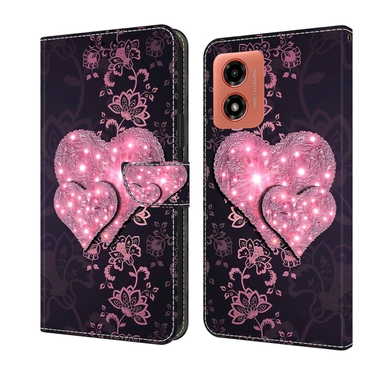 For Motorola Moto G Play 2024 Crystal 3D Shockproof Protective Leather Phone Case(Lace Love) - Motorola Cases by PMC TechLife | Online Shopping South Africa | PMC TechLife | Buy Now Pay Later Mobicred