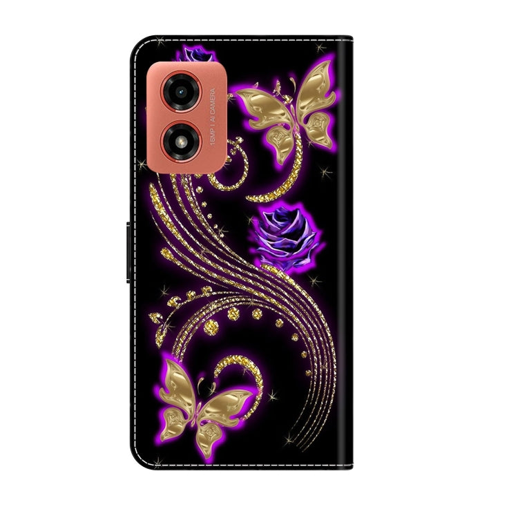 For Motorola Moto G Play 2024 Crystal 3D Shockproof Protective Leather Phone Case(Purple Flower Butterfly) - Motorola Cases by PMC TechLife | Online Shopping South Africa | PMC TechLife | Buy Now Pay Later Mobicred