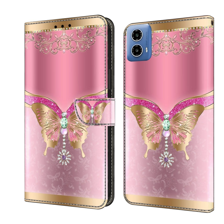For Motorola Moto G24 Crystal 3D Shockproof Protective Leather Phone Case(Pink Bottom Butterfly) - free shipping - PMC TechLife - Order now!