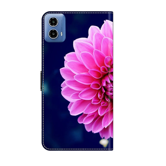 For Motorola Moto G24 Crystal 3D Shockproof Protective Leather Phone Case(Pink Petals)