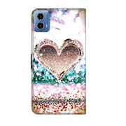 For Motorola Moto G24 Crystal 3D Shockproof Protective Leather Phone Case(Pink Diamond Heart)