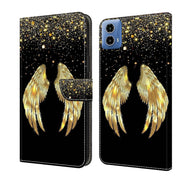 For Motorola Moto G24 Crystal 3D Shockproof Protective Leather Phone Case(Golden Wings)