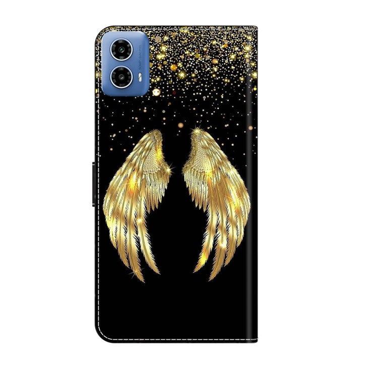 For Motorola Moto G24 Crystal 3D Shockproof Protective Leather Phone Case(Golden Wings) - Motorola Cases by PMC TechLife | Online Shopping South Africa | PMC TechLife | Buy Now Pay Later Mobicred
