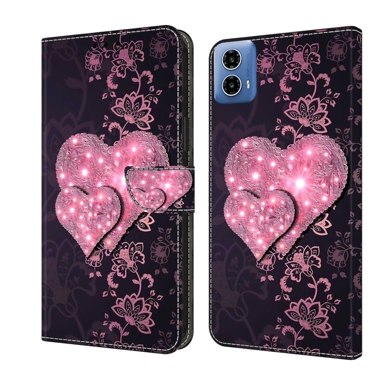 For Motorola Moto G24 Crystal 3D Shockproof Protective Leather Phone Case(Lace Love) - Motorola Cases by PMC TechLife | Online Shopping South Africa | PMC TechLife | Buy Now Pay Later Mobicred