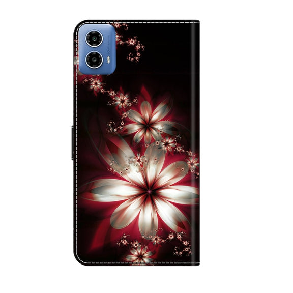 For Motorola Moto G24 Crystal 3D Shockproof Protective Leather Phone Case(Fantastic Flower)