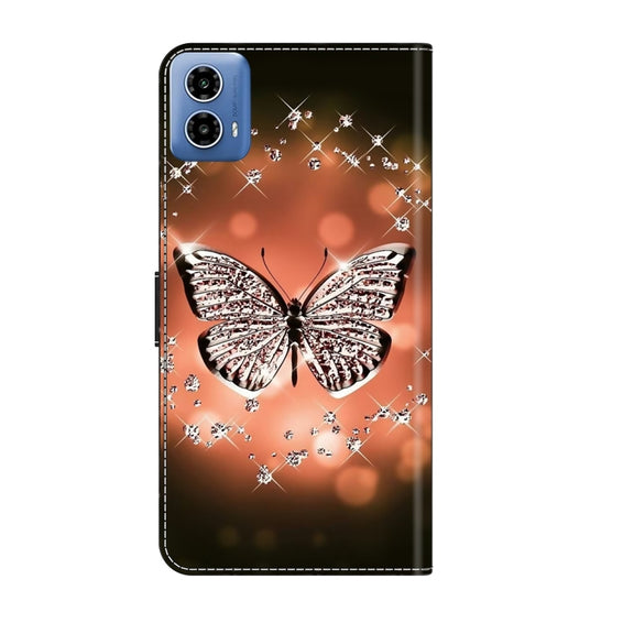 For Motorola Moto G24 Crystal 3D Shockproof Protective Leather Phone Case(Crystal Butterfly)