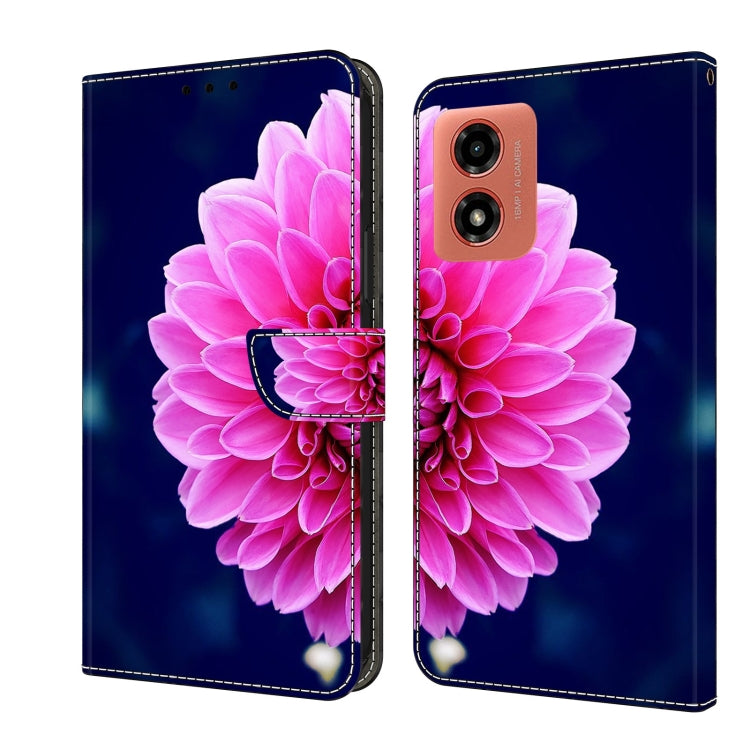 For Motorola Moto G04 Crystal 3D Shockproof Protective Leather Phone Case(Pink Petals) - Motorola Cases by PMC TechLife | Online Shopping South Africa | PMC TechLife | Buy Now Pay Later Mobicred