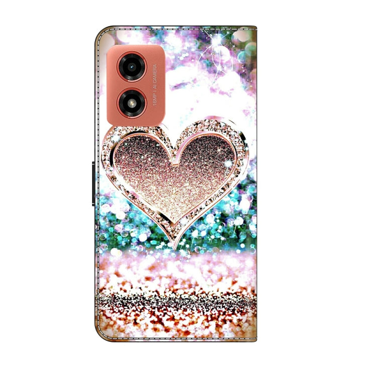 For Motorola Moto G04 Crystal 3D Shockproof Protective Leather Phone Case(Pink Diamond Heart) - Motorola Cases by PMC TechLife | Online Shopping South Africa | PMC TechLife | Buy Now Pay Later Mobicred
