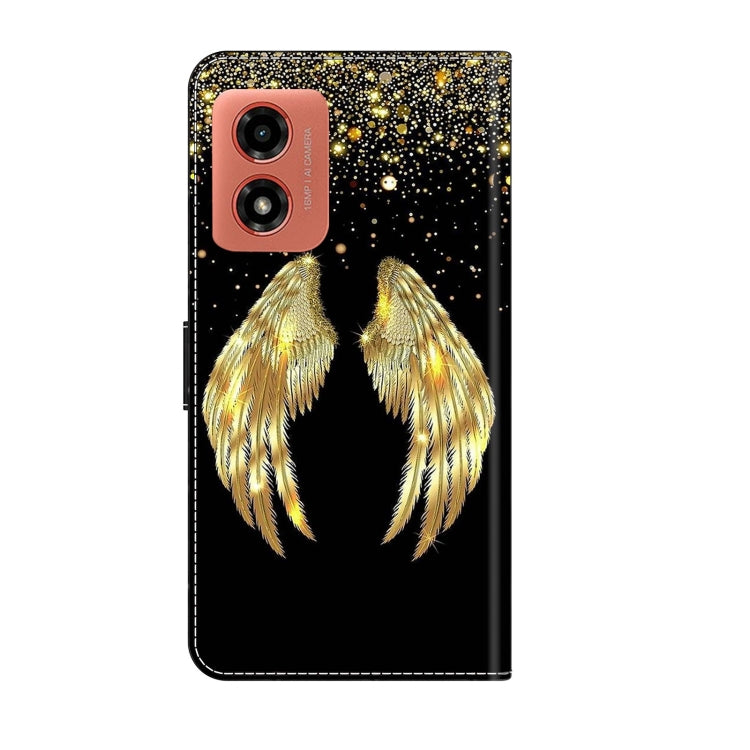 For Motorola Moto G04 Crystal 3D Shockproof Protective Leather Phone Case(Golden Wings) - Motorola Cases by PMC TechLife | Online Shopping South Africa | PMC TechLife | Buy Now Pay Later Mobicred