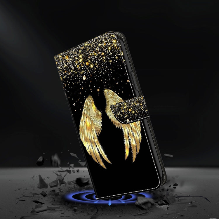 For Motorola Moto G04 Crystal 3D Shockproof Protective Leather Phone Case(Golden Wings)