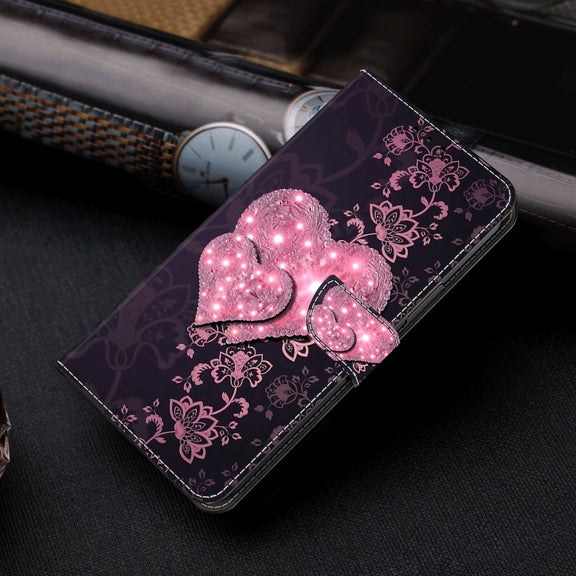 For Motorola Moto G04 Crystal 3D Shockproof Protective Leather Phone Case(Lace Love)
