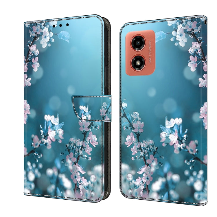 For Motorola Moto G04 Crystal 3D Shockproof Protective Leather Phone Case(Plum Flower) - Motorola Cases by PMC TechLife | Online Shopping South Africa | PMC TechLife | Buy Now Pay Later Mobicred